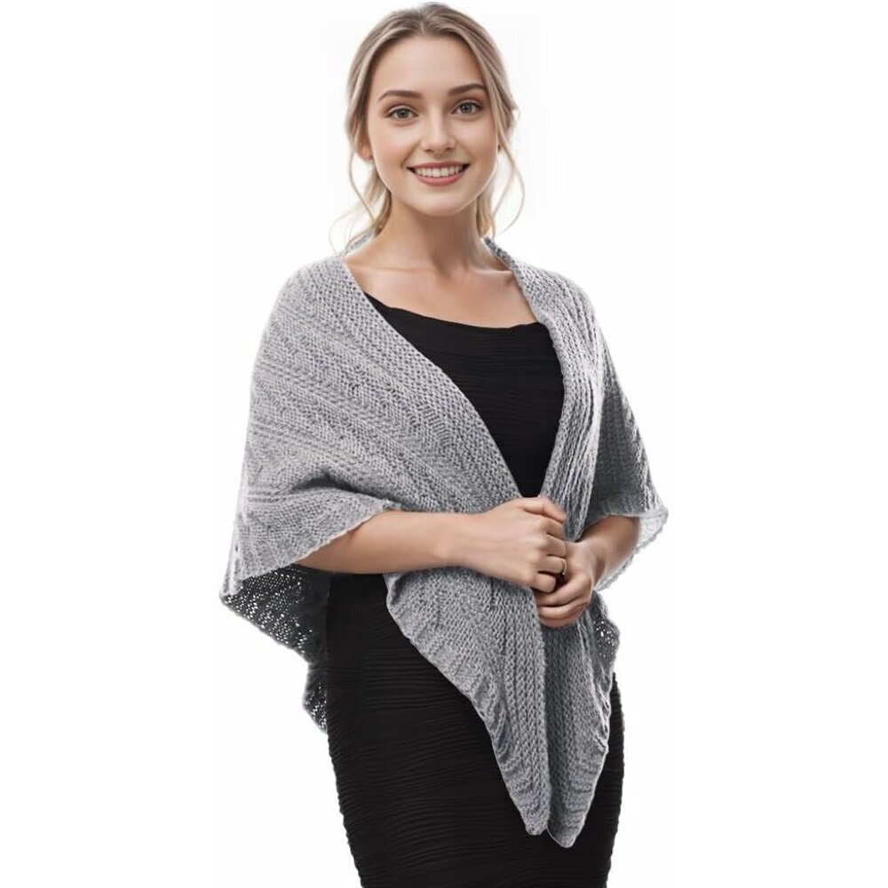 Women Winter Warm Knitted Triangle Scarf Shawl Cape Vintage Gift